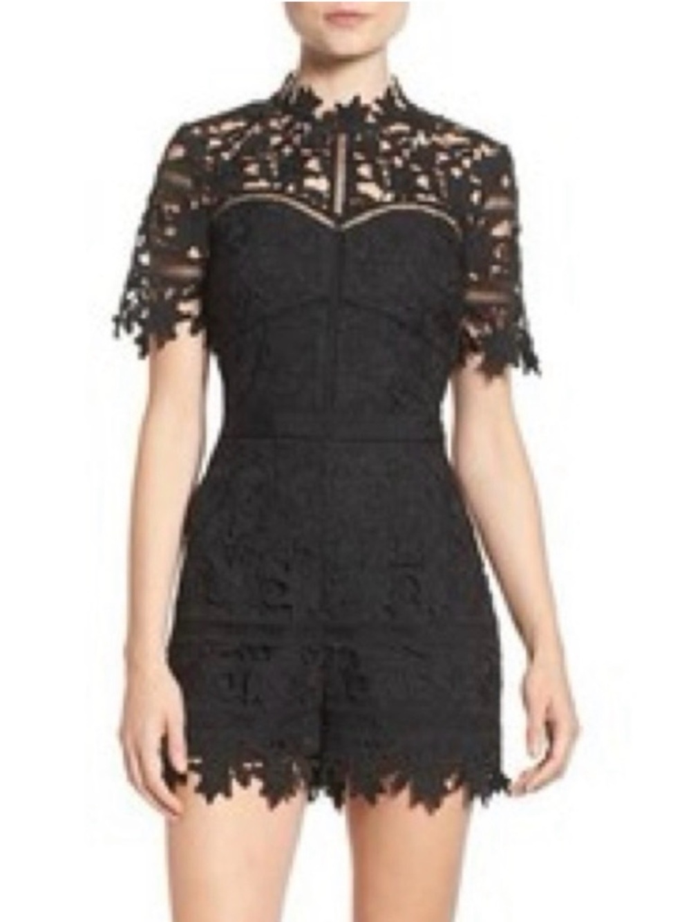 NWOT Adelyn Rae Black Lace Romper Jumpsuit
